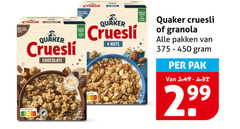  quaker cruesli 4 450 new chocolate nuts granola pakken pak 