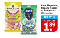  napoleon anta flu snoep fruitmix poeder eucalyptus menthol holland hopjes babbelaars soorten stuk 
