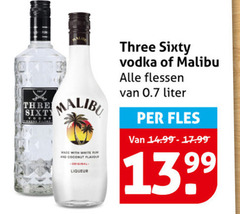  rum wodka sixty malibu with white and coconut flavour liqueur three vodka flessen liter fles 