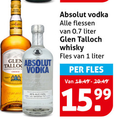  glen talloch absolut wodka whisky 1 40 vodka blended scotch choice flessen liter fles 