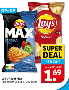  lays chips 200 taste salt paprika flavour nutri score flat crunch zakken naturel super deal zak 