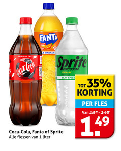  sprite coca-cola fanta cola frisdrank 1 35 original taste coca fa flessen liter zero sugar lemon lime beat spicy fles 