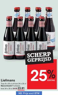  liefmans rose bier 8 24 25 alcohol free fruitesse tray krat mans scherp geprijsd 