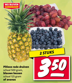  blauwe bessen ananas druiven 2 500 pitloze rode schaal stuks 