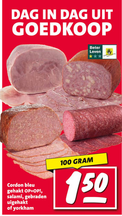  100 150 dag beter leven cordon bleu gehakt salami gebraden uigehakt yorkham 