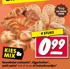 4 vers oven mix stuks roomboter croissants tijgerbollen petit pains wit bruin kaiserbroodjes 