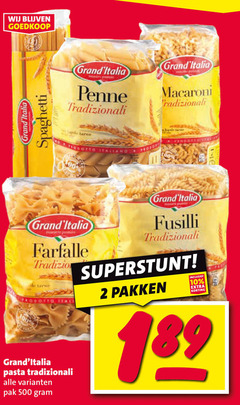  grand italia farfalle fusilli pasta 2 10 100 500 1000 spaghetti penne tradizionale macaroni tarwe prodotto pak pakken 