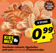  4 vers oven mix stuks roomboter croissants tijgerbollen petit pains wit bruin kaiserbroodjes 