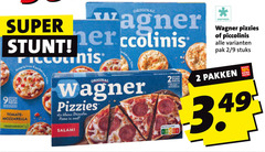  wagner diepvriespizza 2 9 10 super original stuks pieces mozzarella vegetarisch pizzies kleine plaza oval salami diepvries piccolinis pak pakken 