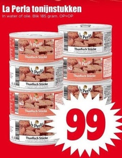  tonijn in blik 99 la perla tonijnstukken water olie 