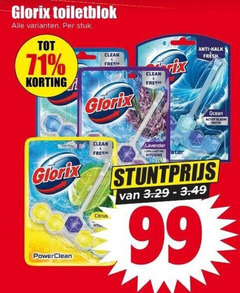  glorix toiletblok 99 stuk clean fresh anti kalk lavender ocean blauw water citrus 