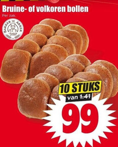  bolletjes 10 99 bruine volkoren bollen zak stuks 