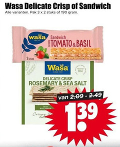  2 3 wasa delicate crisp sandwich pak stuks sticks tomato basil selected rosemary sea salt crispy baked 