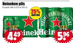  heineken blikjes bier 6 25 33 50 pils pack blik 5.99 original 