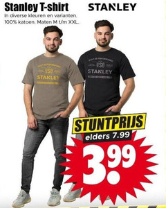  heren t-shirt 100 stanley shirt kleuren katoen maten xxl usb built usa elders 3.99 