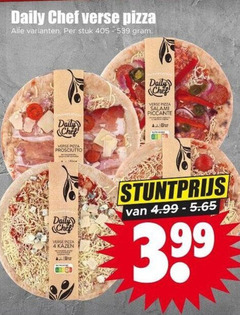  daily chef verse pizza 4 stuk prosciutto salami piccante kazen 3.99 