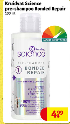  kruidvat huismerk shampoo 1 90 100 science bonded repair ml nature impact score enhance complex repairs hydrates from within for all hair types moins minder haarbreuk zichtbaar sterker haar cheveux hitte la 