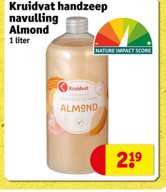  kruidvat huismerk handzeep 1 219 navulling almond liter savon pour les mains nature impact score 
