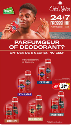  old spice deodorant douchegel 1 3 5 50 350 kruidvat 24 7 perfume quality scent parfumgeur geuren lasting rockstar captain stick ml epic legend wolf dagelijks gebruik 