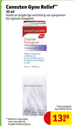  30 canesten relief ml verlichting symptomen vaginale droogheid hydraterende gel branderigheid jeuk melkzuur gynaecologisch getest b bayer aluminium tube plastic applicator medisch hulpmiddel lees gebruik 