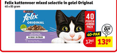  felix kattenvoer 40 mixed gelei original purina sans colorante 10x mix mixte rund kip tonijn zalm boeuf poulet thon saumon pouch jumbo pack pak maal 