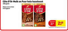  cote d or chocolade 100 melk puur hazelnoot petit plaisir since life hazelnoten 100g lite 