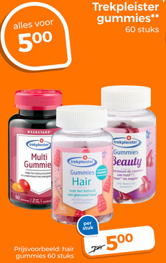  trekpleister huismerk voedingssupplement 60 500 5000 gummies stuks weerstand multi ondersteunt dog hair glanzend haar biotine dagdosering vertrouw formule beauty conditie nagels zink vitamine stuk 5 