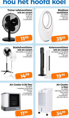  3 4 7 17 18 20 23 25 28 30 60 hoofd koel tristar tafelventilator wit zwart cm watt snelheden bladloze ventilator statiefventilator kolomventilator lengte air cooler liter instelbare verlichting kleuren beweegt links rechts 