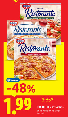  dr oetker diepvriespizza dr.oetker appetito ristorante pizza salame mozzarella pesto quattro formaggi nutri score diepvries stuk 