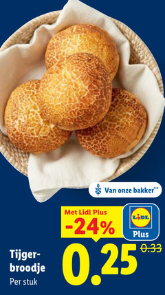  broodjes bakker tijger broodje stuk 0.25 