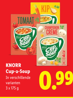  cup a soup soep 3 tomaat knorr kip champignon creme 