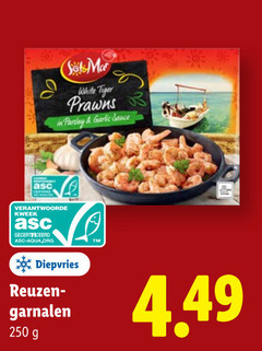  garnalen 250 white tiger prawns garlic sauce kweek gecertificeerd aqua diepvries reuzen 
