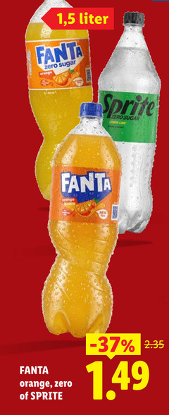  fanta sprite frisdrank 1 5 liter zero sugar lemon lime orange 