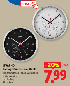  2 5 6 8 12 25 lidl.nl livarno radiogestuurde wandklok temperatuur luchtvochtigheid batterij 4 cm 