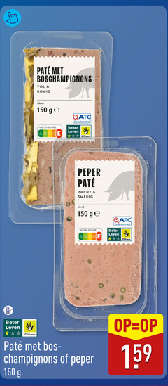  pate 150 romig inhoud ge nutri score beter leven peper zacht dieren bescherming champignons 
