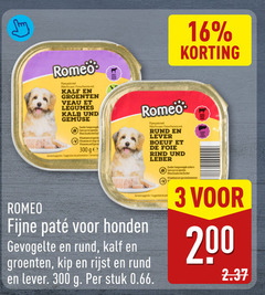  hondenvoer 3 16 200 300 romeo fine pate avec kalf groenten legumes vitamines ge suggestion fijne rund lever boeuf foie honden gevogelte kip rijst stuk 