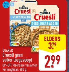  quaker cruesli 50 400 nuts high energy zero sugar nutri score added suiker meerdere naturel elders 