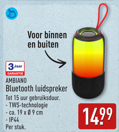  portable speakerset 3 9 15 19 binnen buiten jaar bluetooth luidspreker uur gebruiksduur technologie ca. cm stuk 
