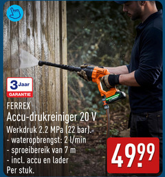  hogedrukreiniger 2 3 7 20 22 jaar ferrex accu drukreiniger werkdruk bar wateropbrengst l min sproeibereik lader stuk 