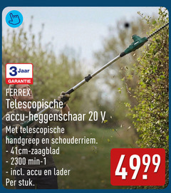  1 20 3jaar ferrex telescopische accu heggenschaar handgreep schouderriem zaagblad min lader stuk 