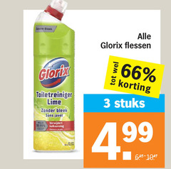  3 zonder bleek glorix toiletreiniger lime sans verwijdert kalkaanslag flessen stuks 