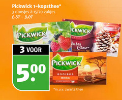  pickwick thee 1 3 kopsthee doosjes 15 20 zakjes glow 500 rooibos original m.u.v zwarte 