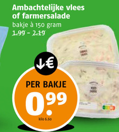  150 ambachtelijke vlees farmersalade bakje kilo salmone 
