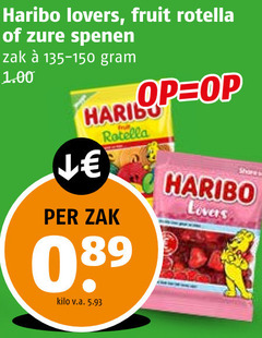  haribo lovers fruit rotella zure spenen zak 135-150 kilo v.a. share 