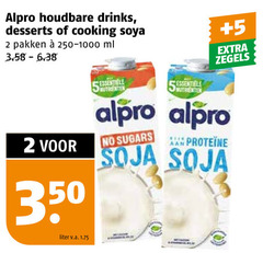  alpro soja melk 2 350 houdbare drinks desserts cooking soya pakken ml liter v.a. nutrienten 5 zegels sugars 