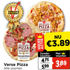  verse pizza favoriet vers voucher belegde 5.99 soorten 
