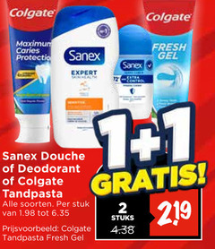  sanex colgate douchegel deodorant tandpasta 1 2 caries protection fresh gel expert control douche soorten stuk stuks 