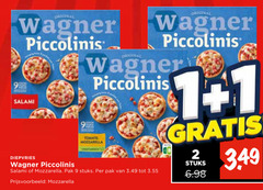  wagner diepvriespizza 1 2 9 original piccolinis salami diepvries mozzarella vegetarisch pak stuks 