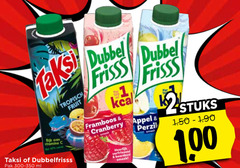  dubbelfrisss fruitdrank 7 40 dubbel rijk vitamine but taksi pak ml tropisch fruit frisss framboos cranberry appel verfrissend perzik stuks 1 00 