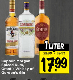  captain morgan gordons rum whisky gin spiced gold liter 